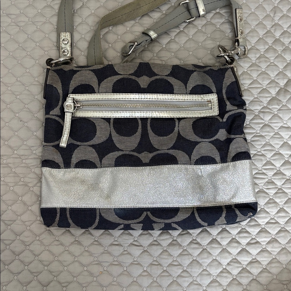 Coach Denim and Silver Crossbody Bag - Picture 2 of 3